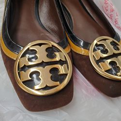 Tory Burch Burgundy Suede Flat Slip On Shoes Women Size 9 M