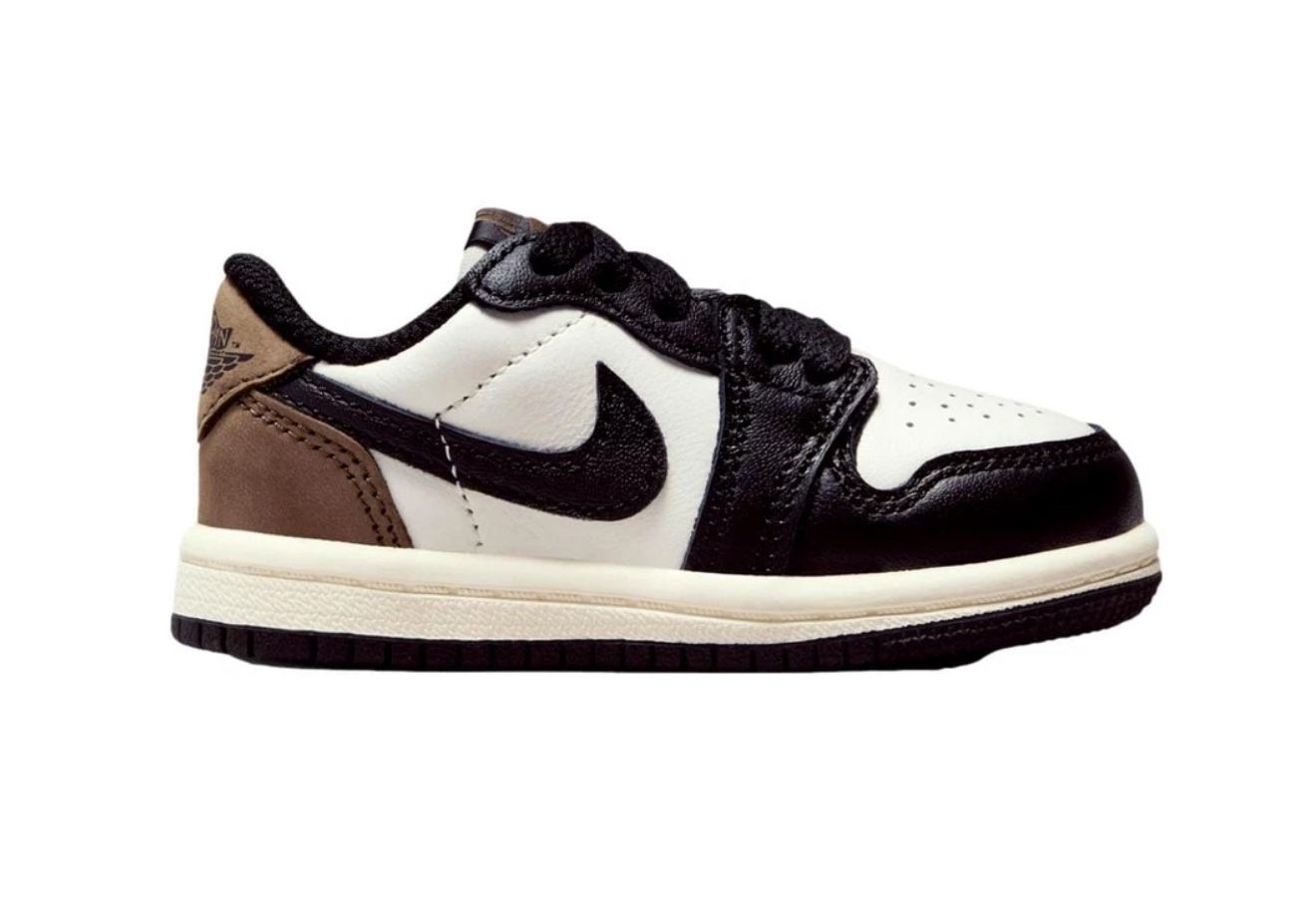 Size 2C Baby Nike Air Jordan 1 Low (TD) Shoes Mocha White Black