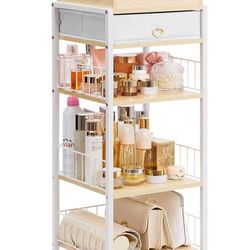 Makeup Storage Organizer for Bedroom: Make Up Holder with Drawer - Vanity Organization for Skincare Cosmetic Brush Beauty Accessories