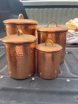 Hammered Copper Canister Set of 4