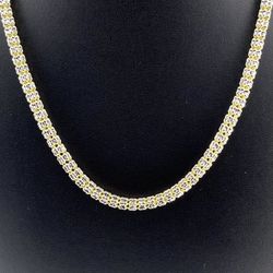 10k Gold Necklace 24” Two Tone Ice Chain 4mm 27.6grams 153047 4