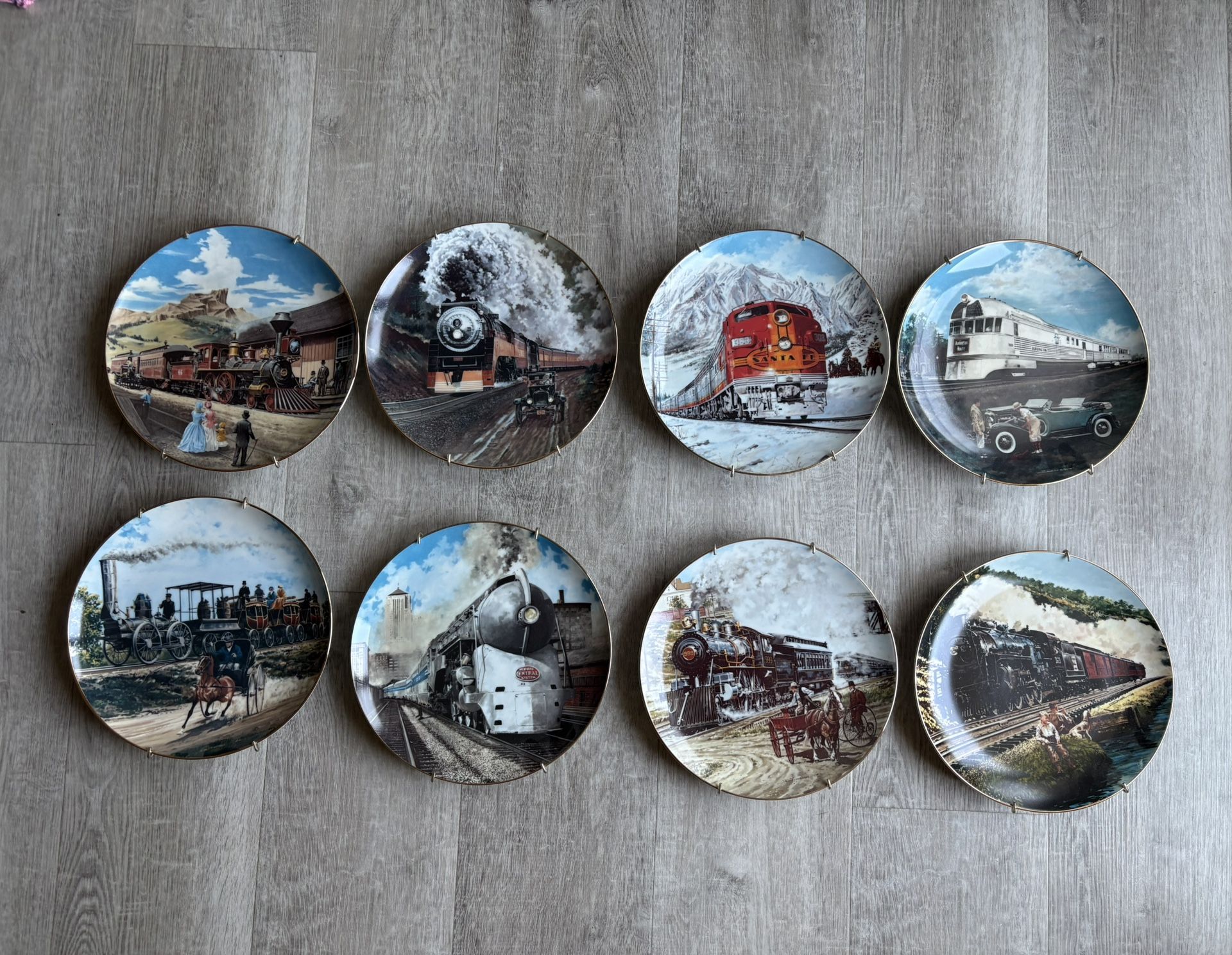 8 Vintage Classic American Train Plate Collection