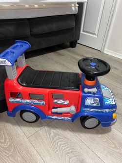 Boy push car