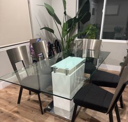 3pc set: Modern Glass Dining Table, TV Console Tae and Coffee Table
