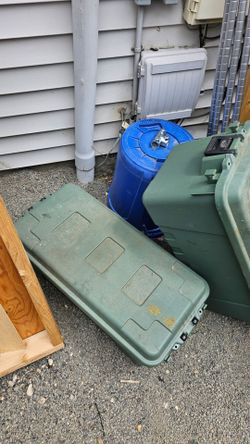 Green storage boxes