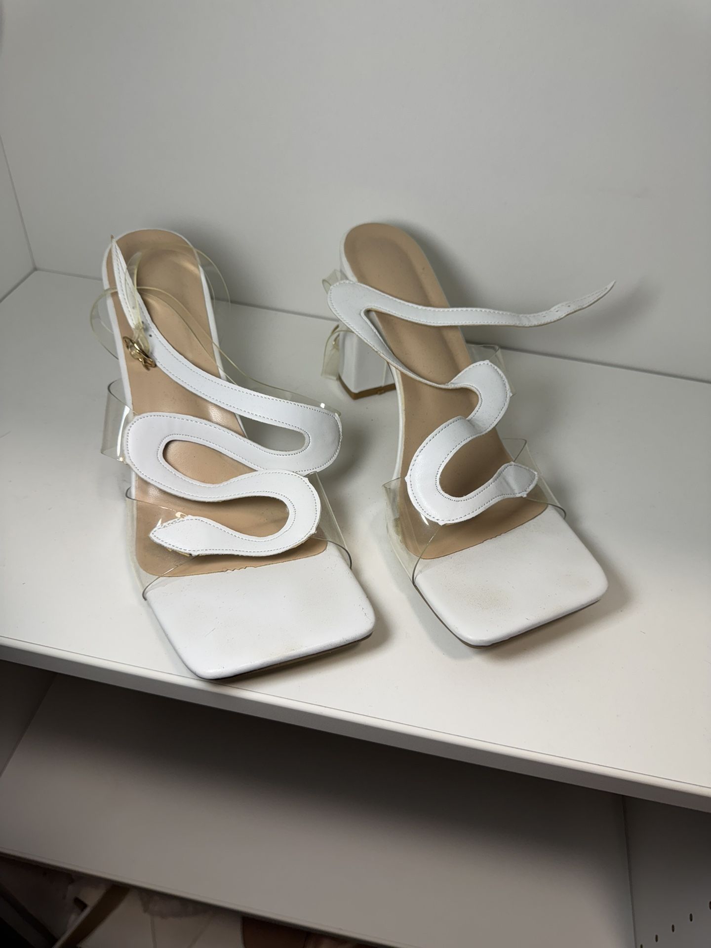 White/Clear Ankle Strap Heel
