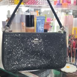 COACH TOP HANDLE POUCH WITH STAR GLITTER