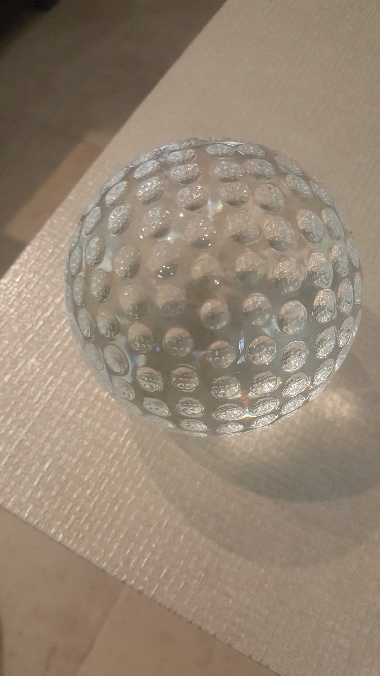 Golf ball glass paperweight(size of a Softball)