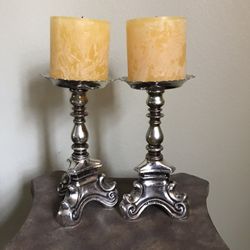 Pair of Cute Silver Candle Holders