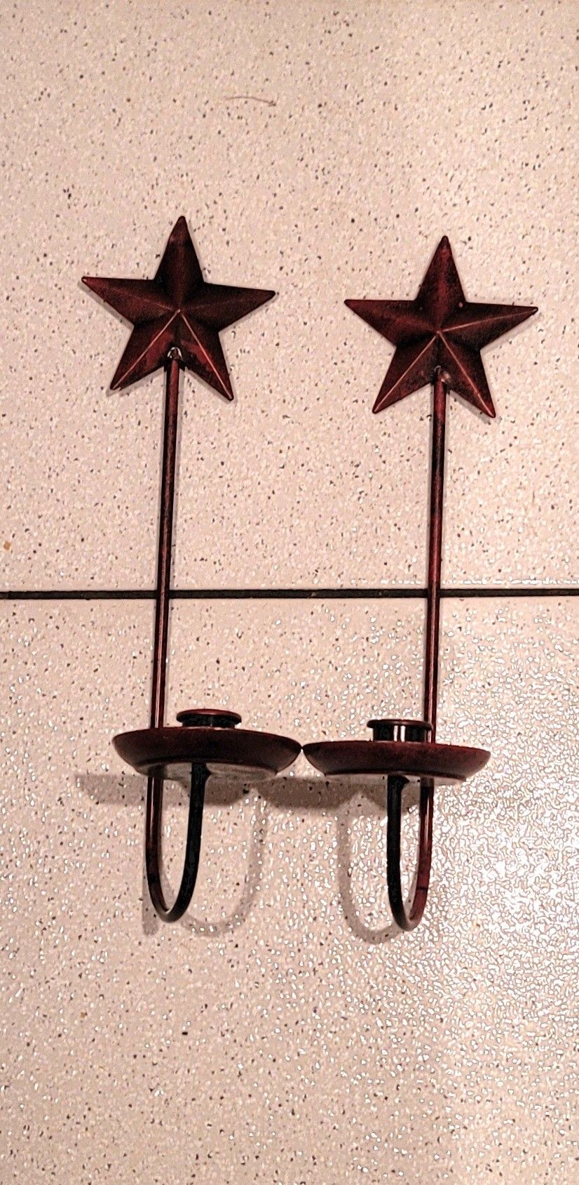PAIR OF STAR METAL CANDLE HOLDERS