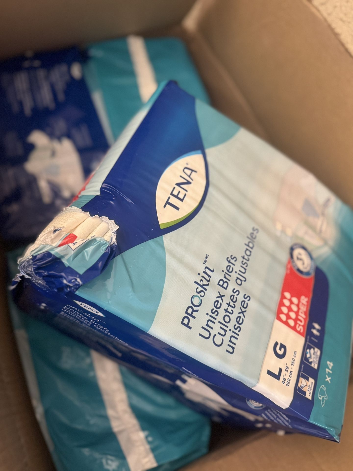 Tena Large Adult Diapers 4 Pack Box