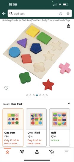Christmas Gift! Wooden Simple Shape Puzzle,Geometric Block Building Puzzle for Toddlers(One Part/One Third/Half) Early Education Puzzle Toys