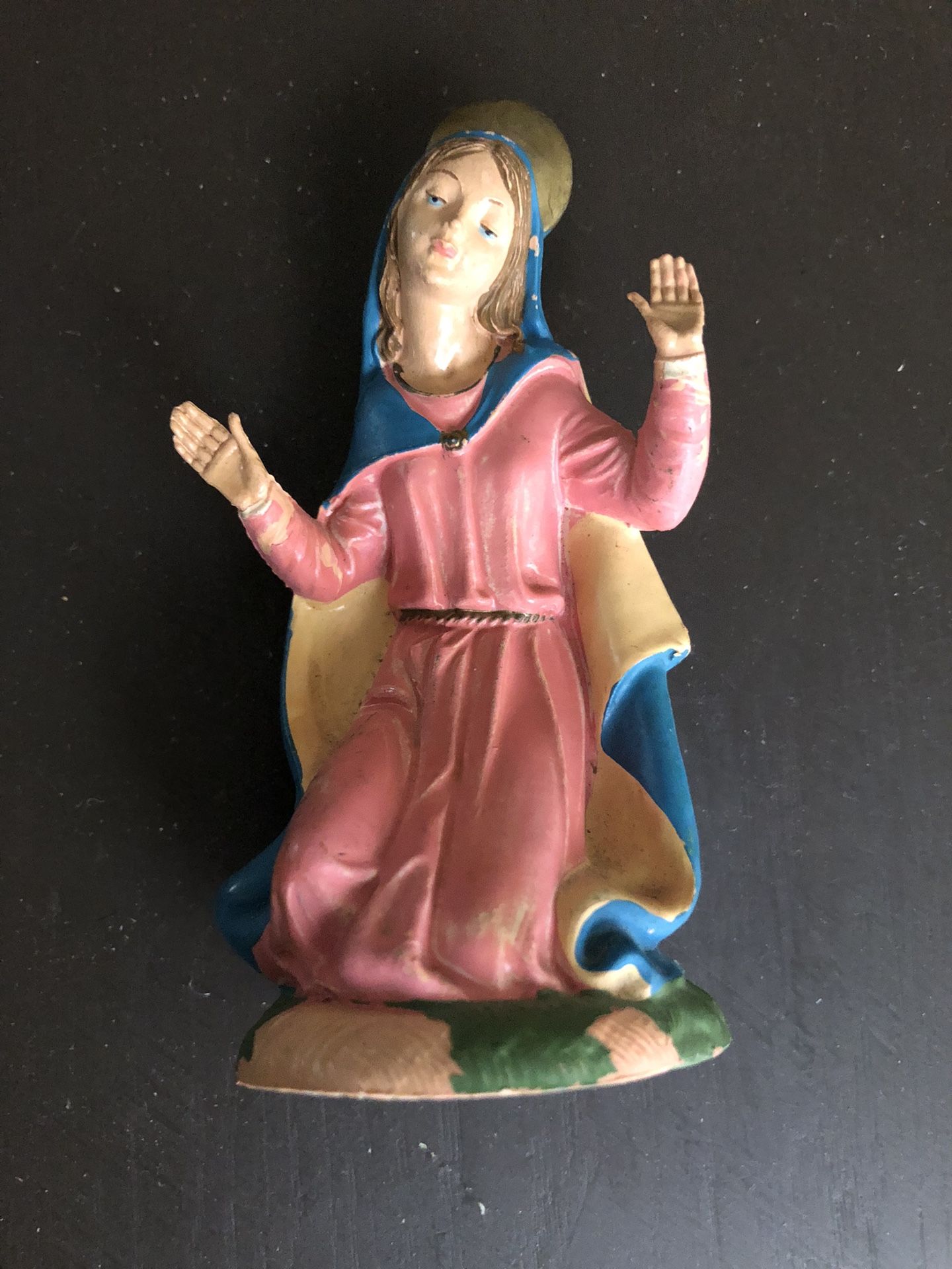 Vintage Fontanini Depose Kneeling Mary Italy Spider Mark