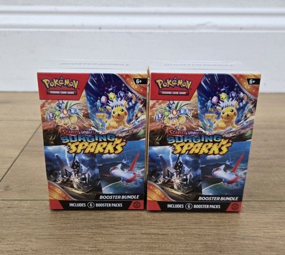 For Sale:
Brand New in Box Pokemon Trading Card Game TCG Scarlet & Violet Surging Sparks Booster Bundle