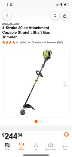 RYOBI 4-Stroke 30 cc Attachment Capable Straight Shaft Gas Trimme