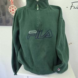 FILA Forest Green Quarter Zip-Up Men's Sweater Size Med