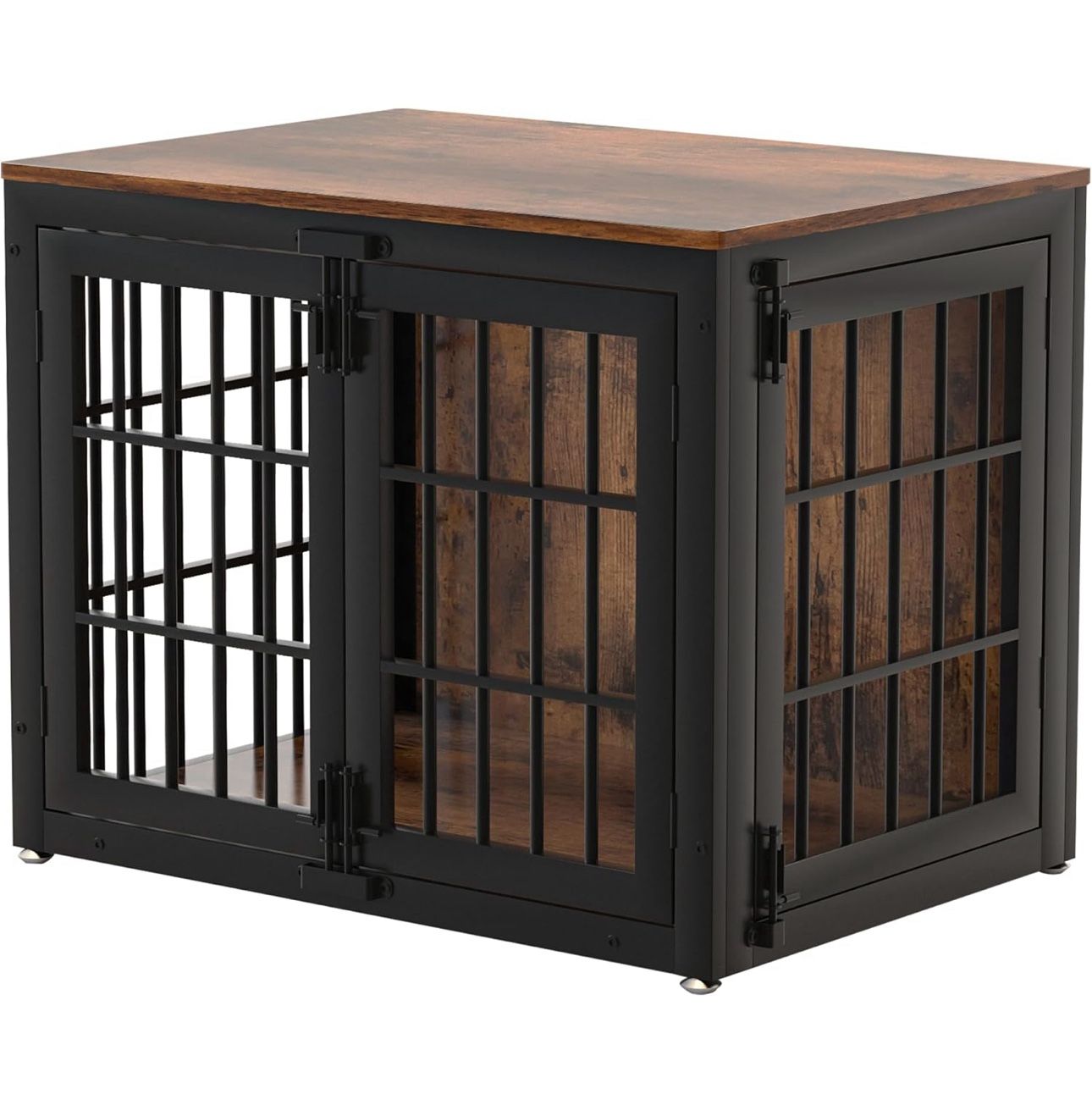 Heavy Duty Dog Crate Furniture, 33 Inch Wooden Dog Cage Kennel for Small and Medium Dogs, Decorative Pet House Furniture Indoor with Side Door, Brown