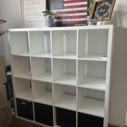 IKEA Kallax 16 Cube White W/ 4 Baskets (MOVING SALE)