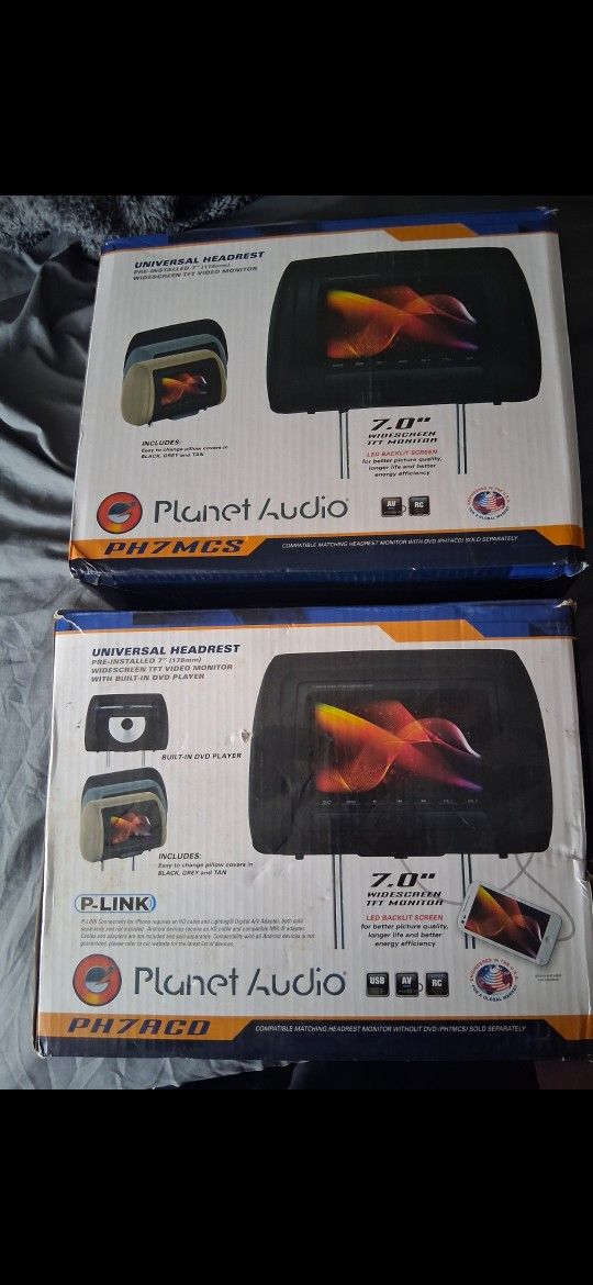 2 Planet Audio Headrest Monitor W/built In DVD Player New