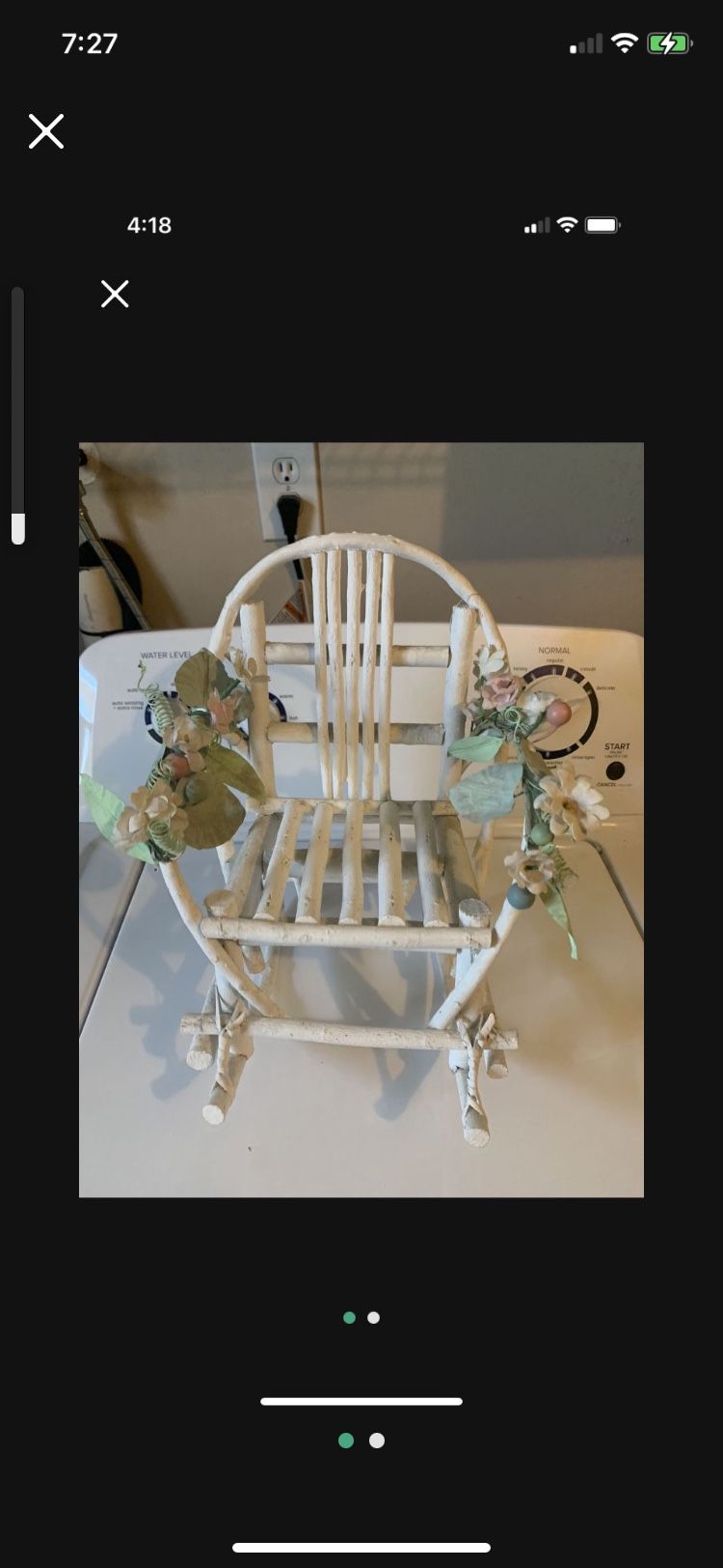 Small doll size vintage rattan plant or doll chair