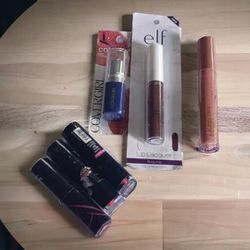 Lipstick Lot, New but opened Covergirl Bronzed Peach, 2 Wet and Wikd Stoplight Red, NYX Shout Out Loud, Love is a Drug, L.A. Colors Dollface Lip Gloss