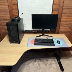 Spacious IKEA Corner Desk - Left, White Stained Oak Veneer/Black 