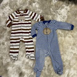 Carters Striped One Piece Rompers 9 Months