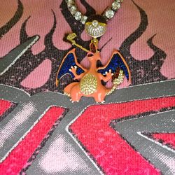 Colorized S925 Silver Lab Grown Diamond Charizard Pendant