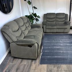 Gray Recliner Couch And Loveseat Sofa Set **All NYC Delivery*