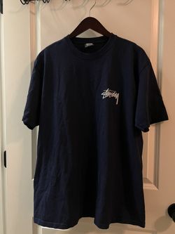 mens navy blue stussy cherry shirt, size large 