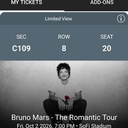 selling 2 bruno mars tickets