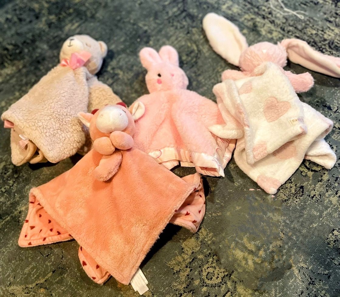 4 Lovies -security Blankets-Box Of Newborn