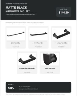 Moen Genta Matte Black 5-Piece Bath Set