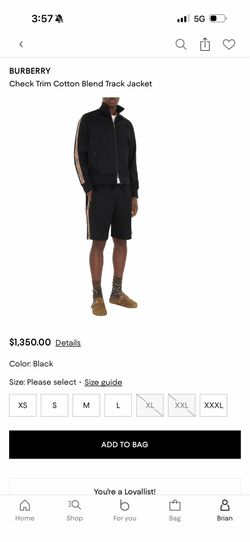 Brand New Burberry Check Trim Cotton Blend Track Jacket – Size Small