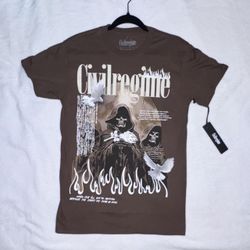 Civil Regime Grim Reaper Graphic Tee Brown White Small