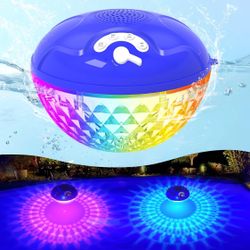 Floating Pool Speaker with Lights, IP68 Waterproof Bluetooth Speakers for Pool