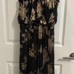 Black and Gold Party Long  dress 