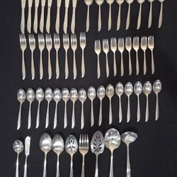 Oneida Duchess Stainless Steel Flatware 57 Piece- Serves 8 & Extra Spoons