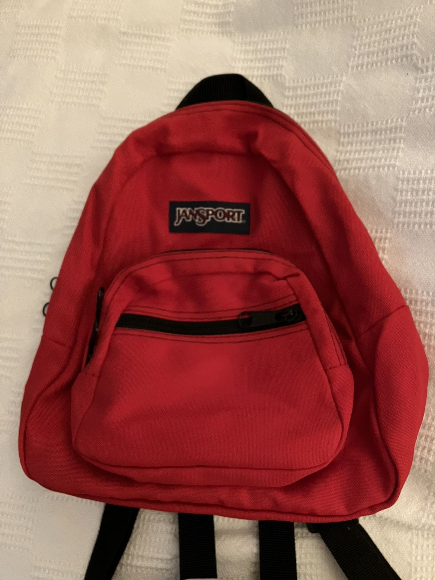 Jansport Mini Backpack Purse Size Red Front Zipper Double Pocket Adjustable Straps Excellent Shape