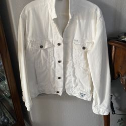 Guess - White Distressed Denim Jacket 