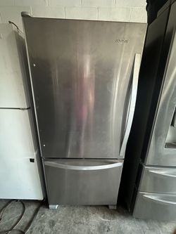 Whirlpool 30 Inch Wide Bottom Freezer Stainless Steel Refrigerator