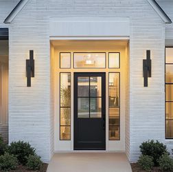Krychiler Modern Black Iron LED Outdoor Wall Sconce - New