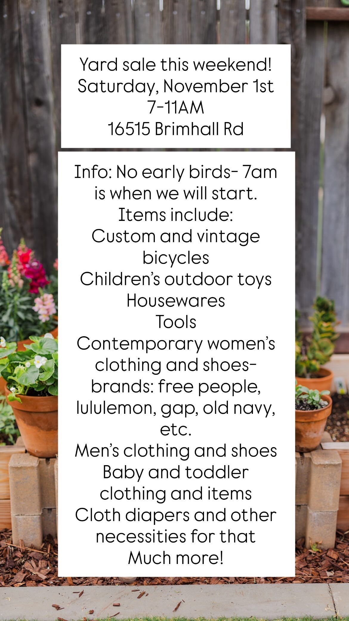 Yard Sale Today 11/1