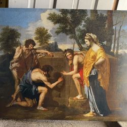 Arcadian Shepherds Painting Copy On A Stretched Canvas 