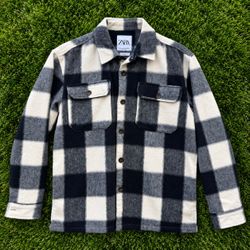 Zara black and white buffalo check overshirt jacket