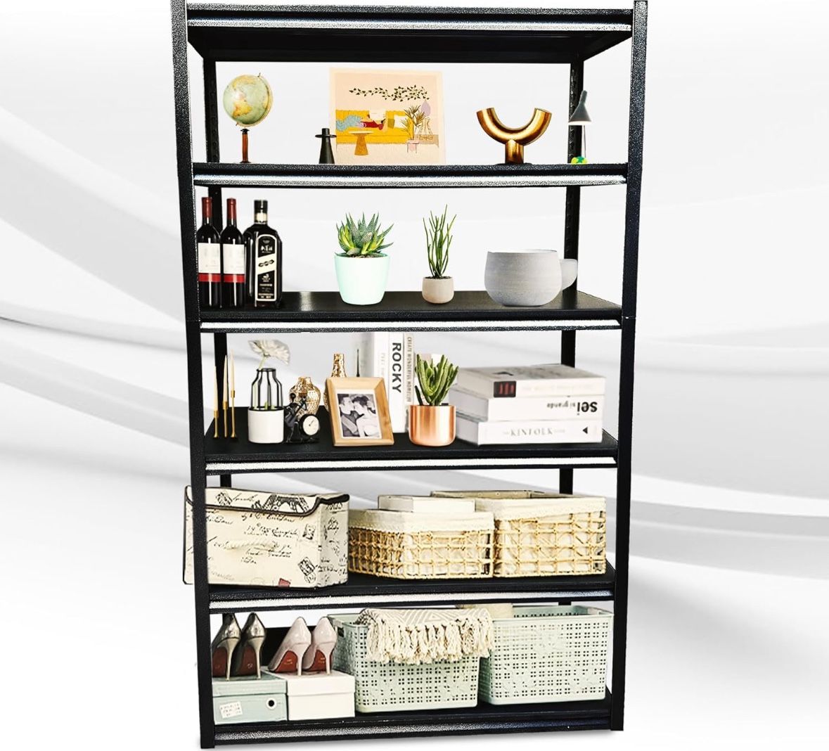 Rigma 5 Tier Garage Shelf, Heavy Duty Steel Shelving Unit, Adjustable Metal Multi-use Storage Rack, Shelves for Garage, Basement, and Industrial Wareh