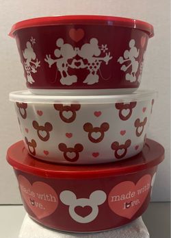 Disney Mickey Mouse "Made With Love" Nesting Food Storage Bowl Set – 3 Pieces