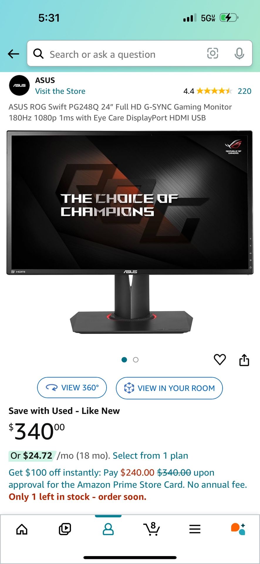 ASIS ROG Swift PG248Q 24” Gaming Monitor