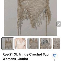 Rue 21  XL Fringe Crochet Top Womans , Junior 