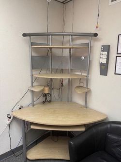 Corner Computer Desk with Shelving Unit